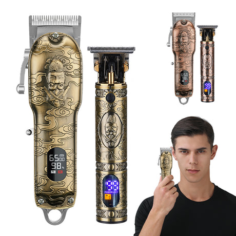 All Metal Hair Clipper Retro Oil Head Carving Scissors Machine Set USB Charging Electric Hair Clipper - V.I.P Digital Presence