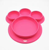 Kids Food-grade Silicone Home Dinner Dish Baby Plate Tableware Bear Paw Shape Children Training Cartoon Bowls Suction Toddler