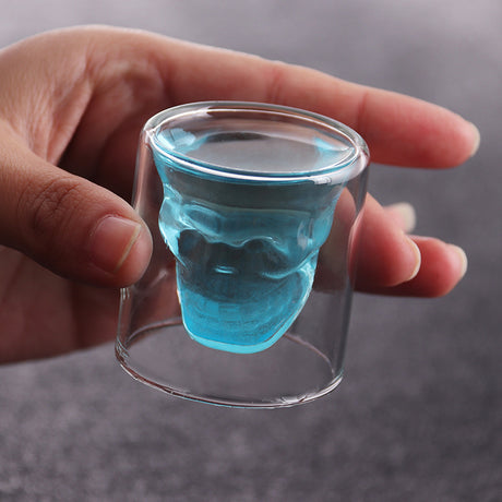 Double layered skull glass, creative bar glass, transparent insulated water glass, skull glass, beer glass, imprisoning pirates - V.I.P Digital Presence
