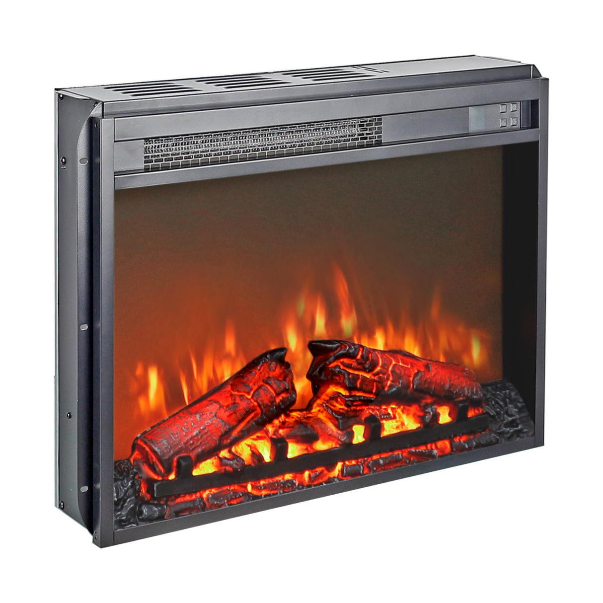 23 inch electric fireplace insert ultra thin heater with log set & realistic flame remote control - V.I.P Digital Presence