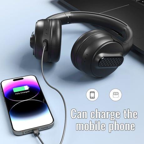 Head mounted Bluetooth earphones with portable power bank wireless earphones Type-C interface foldable card insertion - V.I.P Digital Presence