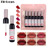 Fit Colors Red Wine Bottle Non Stick Cup Matte Lip Gloss Fog Face Velvet Lip Gloss Liquid Lipstick 6 Pcs Set - V.I.P Digital Presence