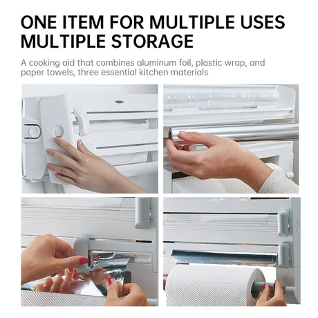 3-in-1 Wall Kitchen Roll Holder, with Upgraded Magnetic Suction Cup, for Foil, Cling Film, and Aluminium Foil Dispensing - V.I.P Digital Presence