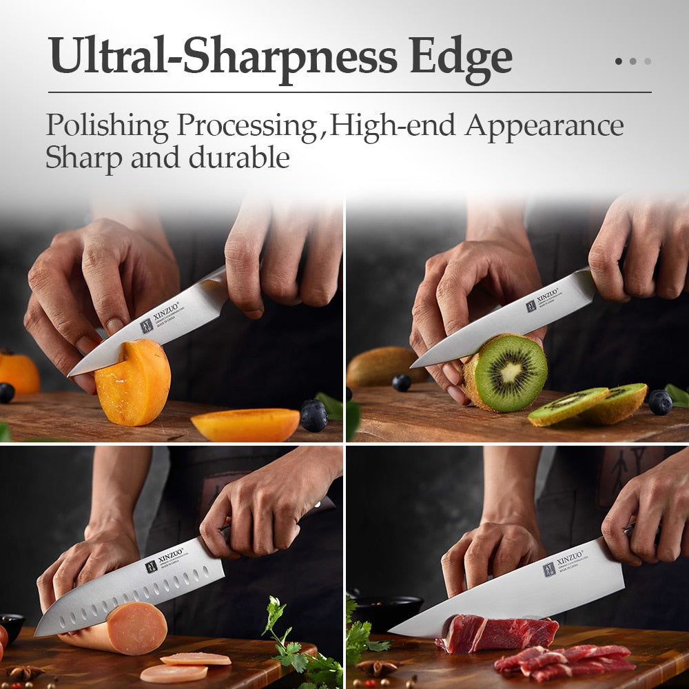 XINZUO Kitchen Tools 6 PCS Kitchen Knife Set of Utility Cleaver Chef Bread Knife High Carbon German Stainless Steel Knives sets - V.I.P Digital Presence