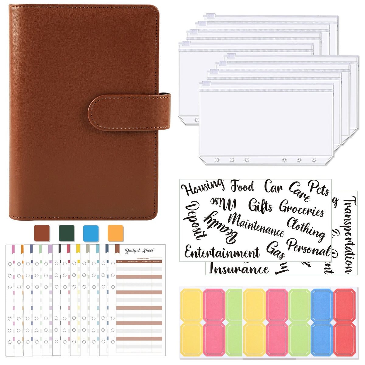 A6 Loose-Leaf Binder Budget Book Macaron Notebook Leather PU Loose-Leaf Book Cash Budget Handbook - V.I.P Digital Presence