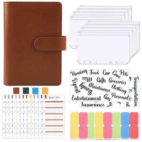 A6 Loose-Leaf Binder Budget Book Macaron Notebook Leather PU Loose-Leaf Book Cash Budget Handbook - V.I.P Digital Presence