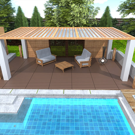 2FT terrace tiles, DIY module interlocking terrace tiles, quick installation of courtyard tiles, 24 pieces in red brown color - V.I.P Digital Presence