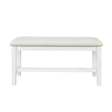 TOPMAX Farmhouse 6-Piece Trestle Dining Table Set with Upholstered Dining Chairs and Bench  59inch, White