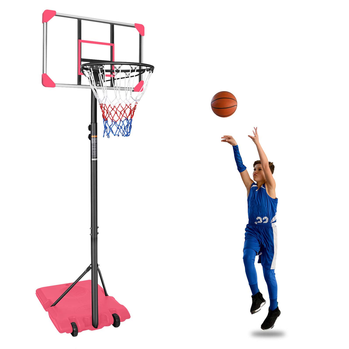 Portable Basketball Goal System with Stable Base and Wheels use for Indoor Outdoor teenagers youth - V.I.P Digital Presence