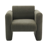 Modern style chair with sheepskin Sherpa fabric soft cushion, comfortable armchair, soft with backrest and pillow, seaweed green - V.I.P Digital Presence