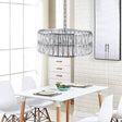 Modern crystal drum pendant light, 6-light pendant light, with silver metal frame (excluding light bulb) - V.I.P Digital Presence