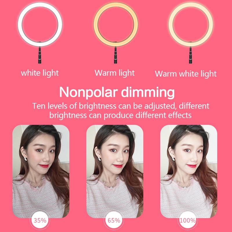 Foldable LED Ring Light Dimmable Selfie USB Ring Video Light with 1.68 ...