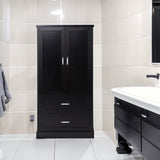 Tall Bathroom Storage Cabinet, Cabinet with Two Doors and Drawers, Adjustable Shelf, MDF Board, Black - V.I.P Digital Presence