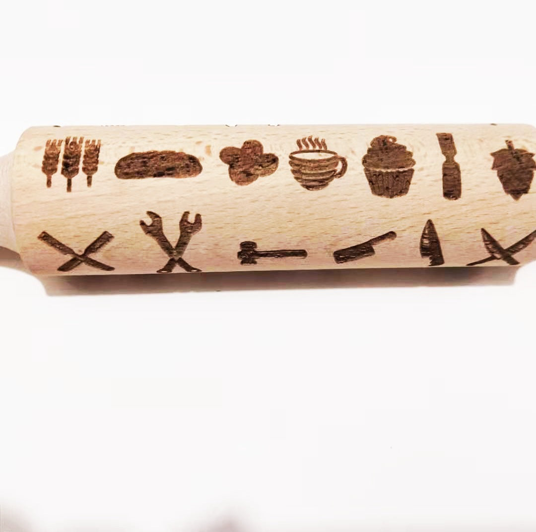 Wooden Rolling Pin Beechwood Laser Engraved Printed Rolling Pin Embossing Rolling Pin Christmas Flip Sugar Cookie Rolling Pin - V.I.P Digital Presence
