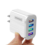 Luminous 4 USB mobile phone charging head, European and American standard travel charger, striped USB smart tablet charger - V.I.P Digital Presence