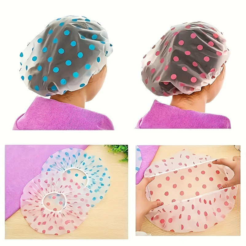 Thickened Shower Cap Wholesale Non-disposable Waterproof Polka Dot PVC Adult Bath Cap PE Oil-proof - V.I.P Digital Presence