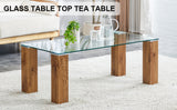 Glass-Top Coffee Table tea table with MDF Legs - Stylish Blend of Elegance and Durability 44.9"*21.7"*16.9"