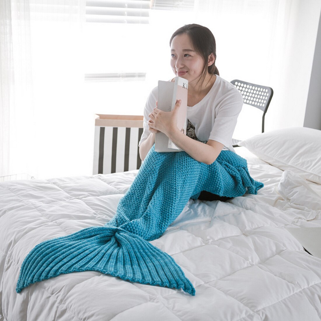 Mermaid Tail Blanket Handmade Knitted Sleeping Bag For Home TV Sofa Bed Mermaid Tail Blanket sute for Kids Adult Baby