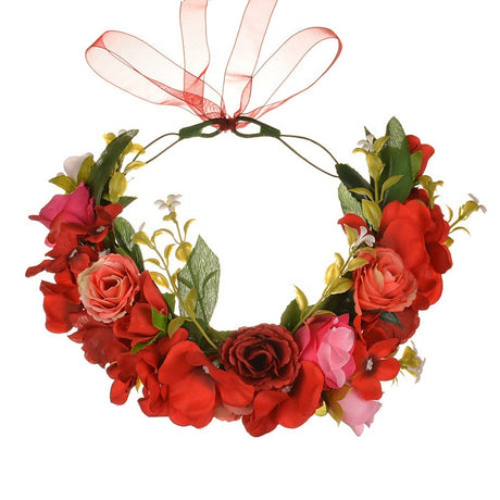 Big Red Rose Blossom Hair Band Bridal Flower Ring Hair Band - V.I.P Digital Presence