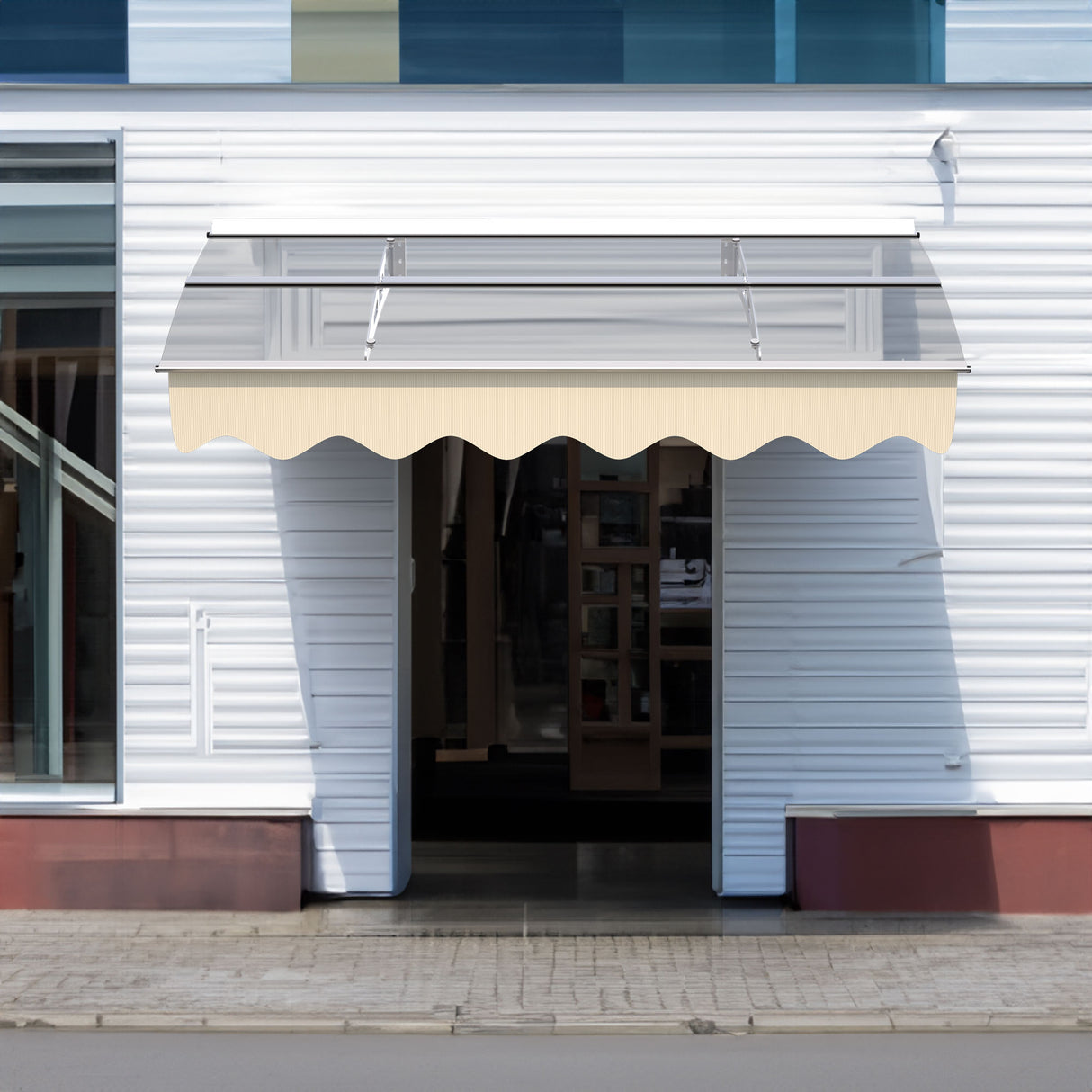 5934W Series Door Window Awning Canopy W59"xD34" Made of 0.137Inch /3.5mm Thick Virtually Crystal Solid Polycarbonate Sheet - V.I.P Digital Presence