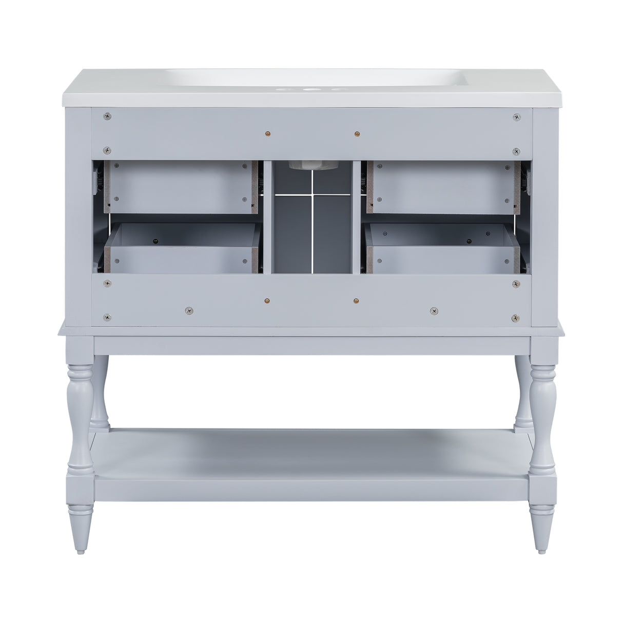 36" Bathroom Vanity Cabinet with Sink Combo Set, Undermount Resin Sink, Free Standing Vanity Set with 4 Drawers Blue - V.I.P Digital Presence