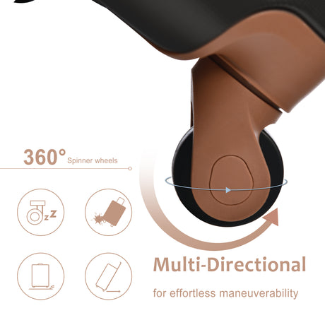 Hard shell luggage set 6-piece luggage set, expandable lightweight wheeled luggage, TSA lock, black brown - V.I.P Digital Presence