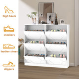 Shoe Storage Cabinet for Entryway, 6 Tiers Shoe Organizer with Carved Panels Vertical Shoe Cabinet for Front Door Entrance - V.I.P Digital Presence