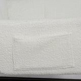 Teddy fabric rocking chair, cushioned rocking chair with high backrest, modern rocking chair, white - V.I.P Digital Presence