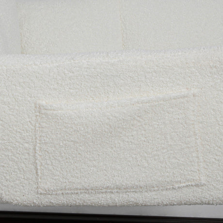 Teddy fabric rocking chair, cushioned rocking chair with high backrest, modern rocking chair, white - V.I.P Digital Presence