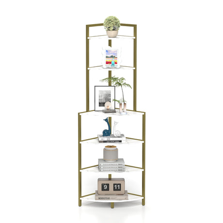 6-story corner open bookshelf, modern bookshelf, wooden frame, independent bookshelf unit, - V.I.P Digital Presence