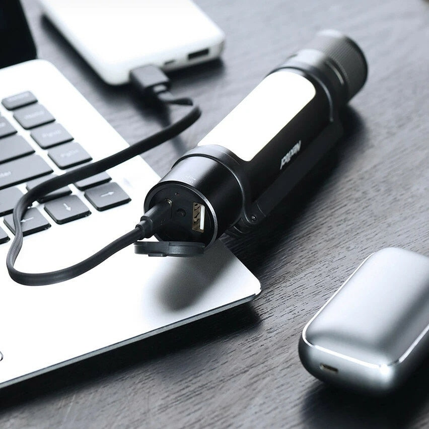 Linterna NEXTOOL 6 en 1 de 1000 lm con alarma y zoom, batería externa recargable por USB-C, luz de trabajo para camping 