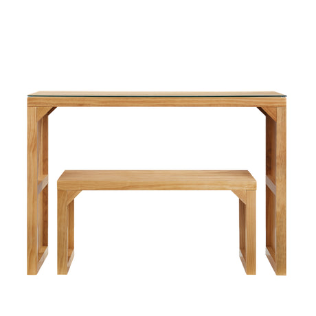 Dining Bench and Table, Pine Indoor Wood Bench for Entryway,Living Room,Kitchen and Bedroom Table (Nature, Long Bench & Table) - V.I.P Digital Presence