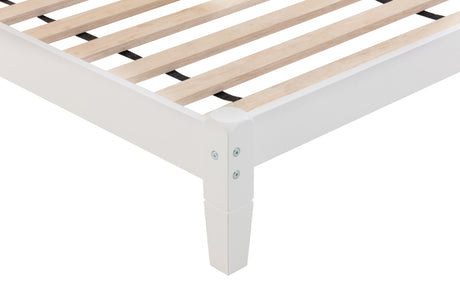 Twin Bed with Column-Decoration Headboard, with Bed Slats,White - V.I.P Digital Presence