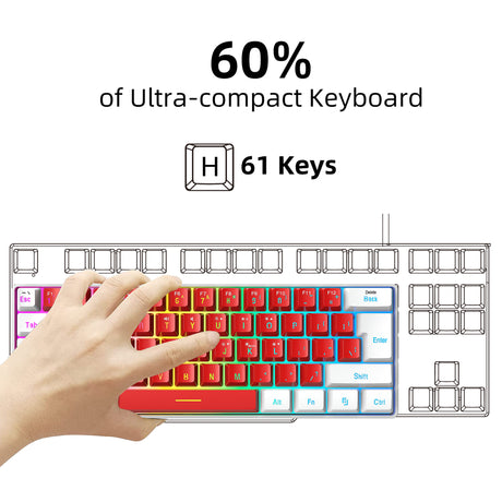 61 key keyboard with split lines, mini minimalist keyboard, compact dual color color RGB luminous film keyboard - V.I.P Digital Presence