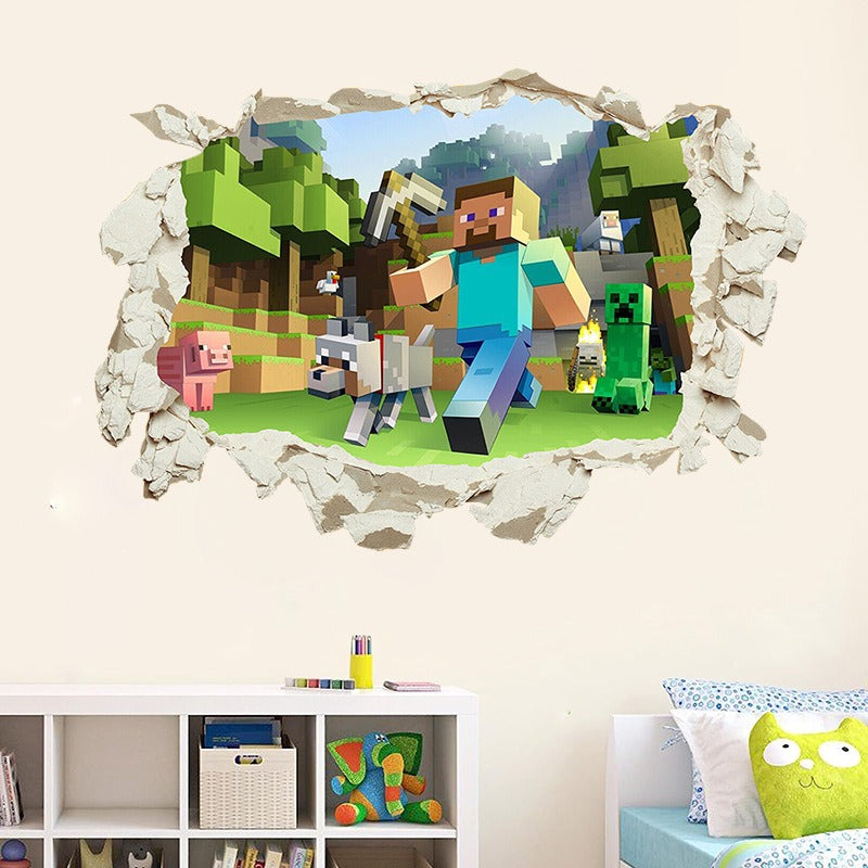 Minecraft run away My World Wall Stickers Living Room Children's Room Removable Decorative PVC Stickers - V.I.P Digital Presence