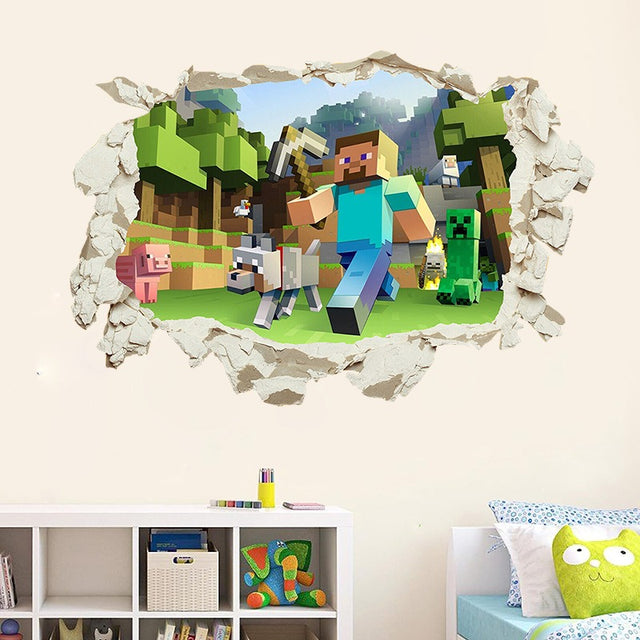 Minecraft run away My World Wall Stickers Living Room Children's Room Removable Decorative PVC Stickers - V.I.P Digital Presence