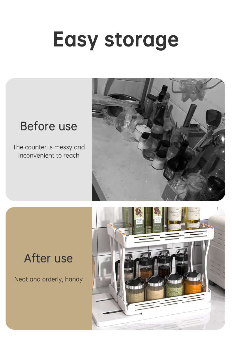 Pull out Rotating Spice Rack Organizer for Cabinet Rotate Makeup Organizer Slide Bottle Box Holder Plastic Seasoning Spice Rack - V.I.P Digital Presence