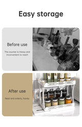 Pull out Rotating Spice Rack Organizer for Cabinet Rotate Makeup Organizer Slide Bottle Box Holder Plastic Seasoning Spice Rack - V.I.P Digital Presence