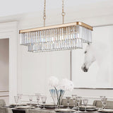 Chandeliers,Rectangular Crystal Chandelier Adjustable,E12 Modern Industrial Crystal Lights (Bulb Not Included) - V.I.P Digital Presence