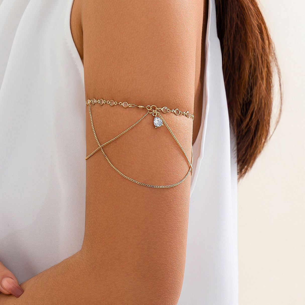 Punk style chain arm bracelet ethnic arm chain with adjustable opening - V.I.P Digital Presence