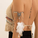 Bohemian metal chain jewelry arm chain punk retro dream catcher net leaf tassel open arm bracelet - V.I.P Digital Presence