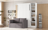 Twin Size Murphy Bed Wall Bed with Sofa,with Shelves,White - V.I.P Digital Presence