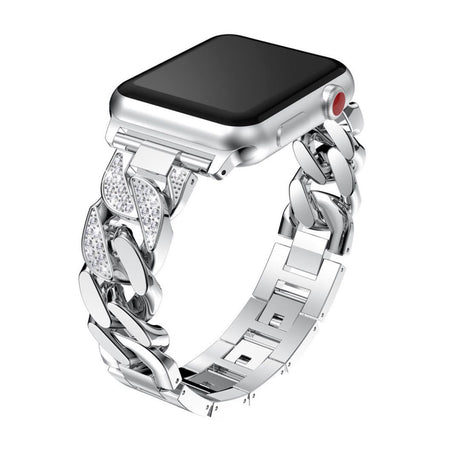 Suitable For Samsung Huawei 22mm Watch With Apple 7654321 Generation SE Single Row Diamond-Encrusted Denim Chain Alloy Wristband - V.I.P Digital Presence
