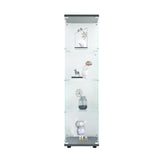4 glass display cabinets with door shelves, floor standing antique bookshelf, 64.7 "* 16.7" * 14.3 ", black - V.I.P Digital Presence