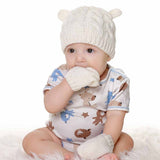 New Baby Kids Girls Boys Winter Warm Knit Hat Ear Solid Warm Cute Glove 2pcs Lovely Beanie Cap 0-18M - V.I.P Digital Presence