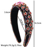 Claw inlaid colored glass diamond flower full diamond wide edge sponge head hoop - V.I.P Digital Presence