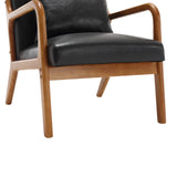 COOLMORE modern style chair, solid wood cushion lounge armchair with a pillow (black PU) - V.I.P Digital Presence