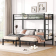 Twin over Twin & Twin Bunk Beds for 3, Twin XL over Twin & Twin Bunk Bed Metal Triple Bunk Bed, Black - V.I.P Digital Presence