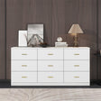 Modern White 9-Drawer Dresser for Bedroom - Ample Storage Wide Chest of Drawers, Sturdy & Safe - V.I.P Digital Presence