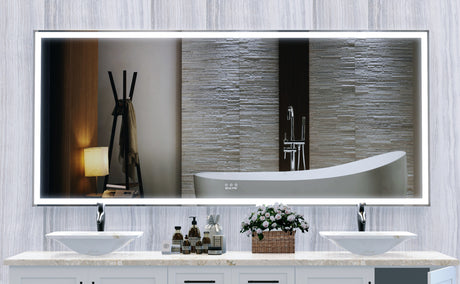 72X32 inch large LED bathroom mirror wall mounted mirror with 3 color modes, aluminum frame wall mounted light, full body mirror - V.I.P Digital Presence